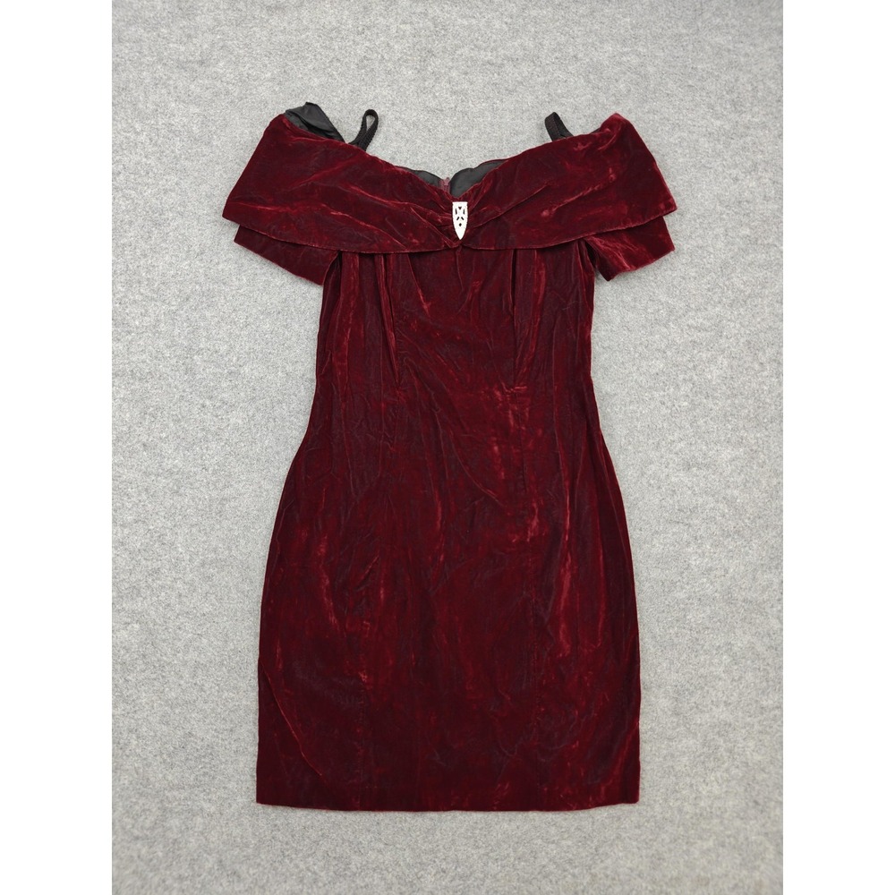 Vintage Rampage Dress Juniors 5 Red Velvet Off Shoulder Sheath Rhinestone Party